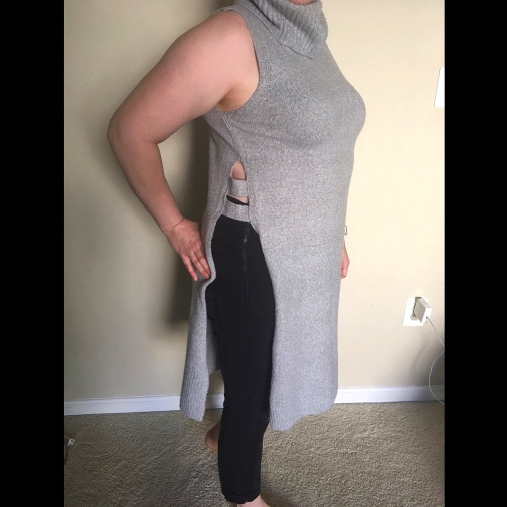 Before You Collection Turtleneck Midi Vest with Side Slits